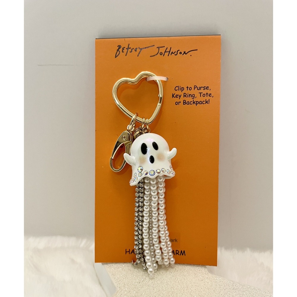 Betsey Johnson Ghost Purse Charm Keychain Viral Halloween Glow N The Dark NWT - Picture 1 of 4